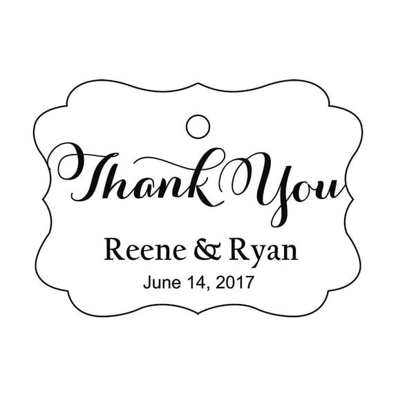 100 PCS Personalized Made Scallop Edges Hang Tags Thank You Custom Wedding Favor Gift Paper Tags