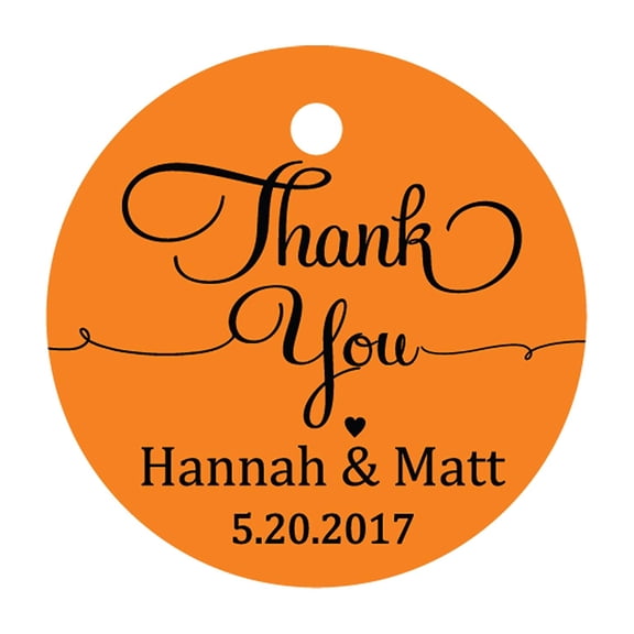 100 PCS Personalized Thank You Hang Tags Custom Wedding Favors Round Gift Paper Tags