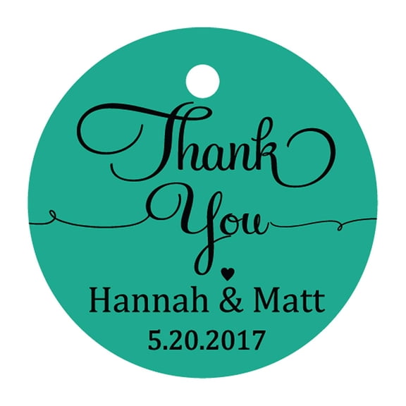 100 PCS Personalized Thank You Hang Tags Custom Wedding Favors Round Gift Paper Tags