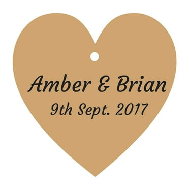 100 PCS Personalized Wedding Favor Gift Hang Tags Custom Name Heart Shape Paper Tags