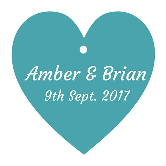 100 PCS Personalized Wedding Favor Gift Hang Tags Custom Name Heart Shape Paper Tags