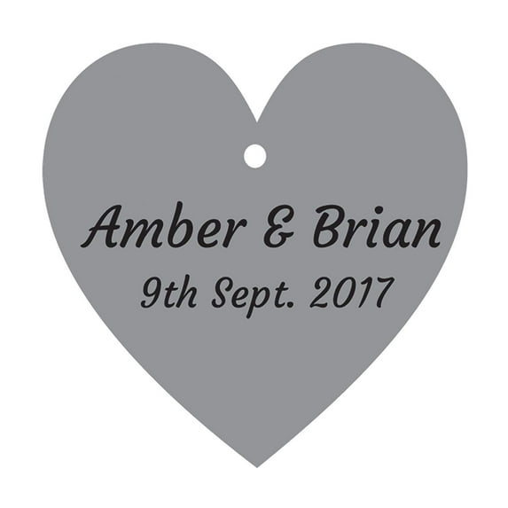 100 PCS Personalized Wedding Favor Gift Hang Tags Custom Name Heart Shape Paper Tags