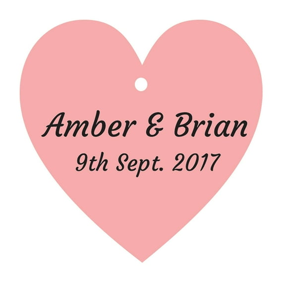 100 PCS Personalized Wedding Favor Gift Hang Tags Custom Name Heart Shape Paper Tags