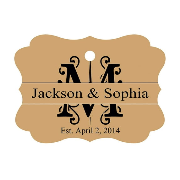 100 PCS Personalized Wedding Favor Gift Paper Tags Custom Made Hang Tags