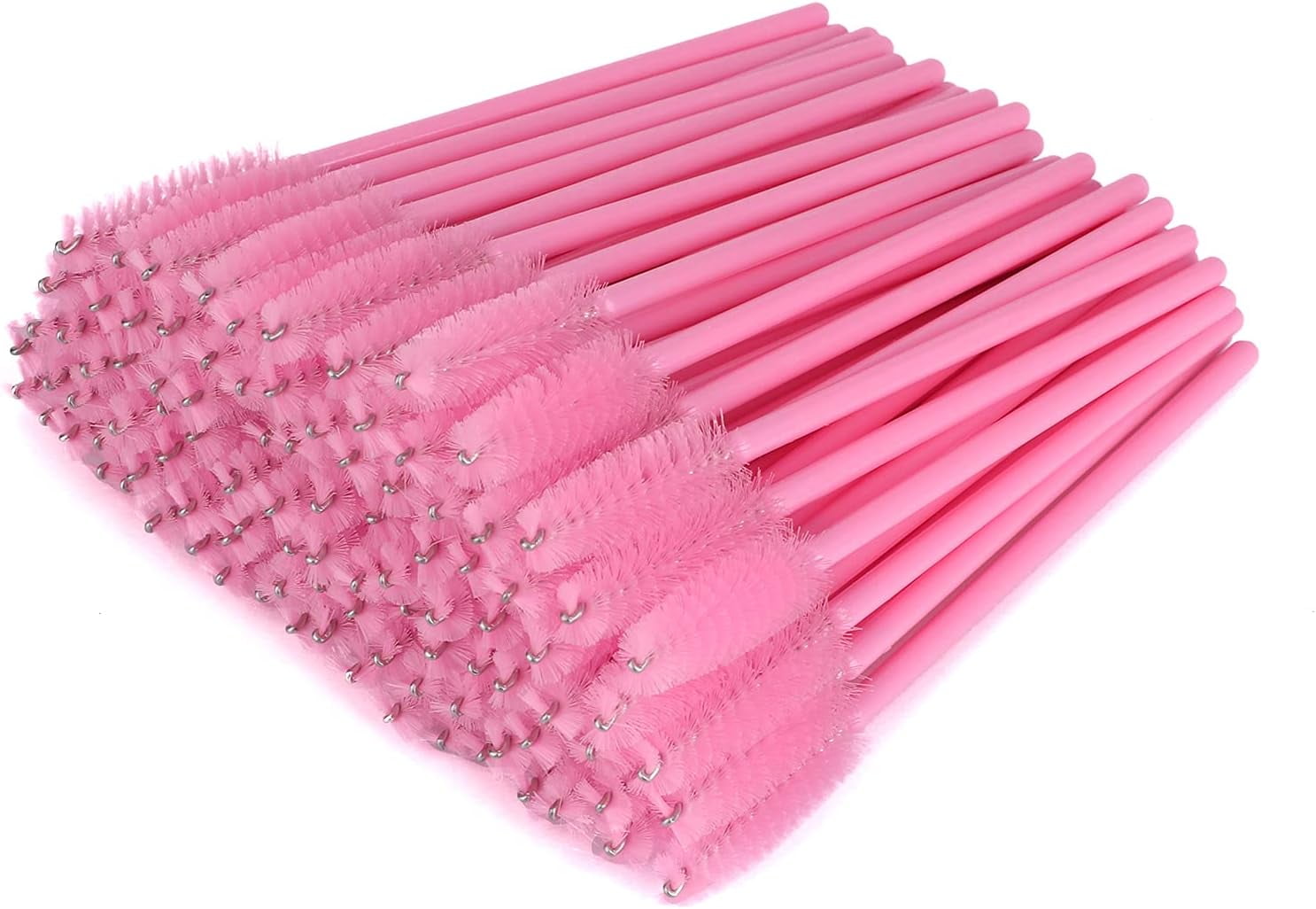 100 PCS Pink Eyelash Brushes Spoolies Eyebrow Spoolie Brushes