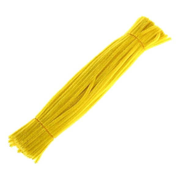 100 PCS Pipe Cleaners Craft Flexible Chenille Stems for Art Craft Projects and Decoration,Fiber Metal Craft Sticks, Cuttable Shape-Retaining Floss,Art DIY for Valentine Decoration Projects,Yellow