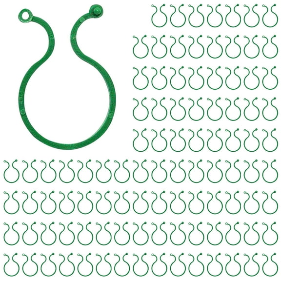 100 PCS Plant Support Clips, Secured Plastic Plant Clips Reusable Garden Clips for Climbing Plants Outdoor, Figure 8 Gourd Buckle Plant Clips, Tomato Plant Support Vine Clips, Green