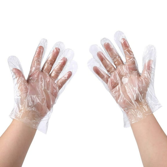 100 PCS Plastic Disposable Gloves, Transparent, One Size Fits Most,by Forzero