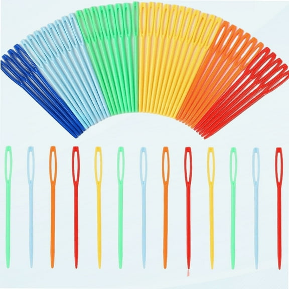 100 PCS Plastic Needles for Kids, Large Eye Plastic Needles Plastic Sewing Needles for Handmade Crafts DIY Notions Stitchery