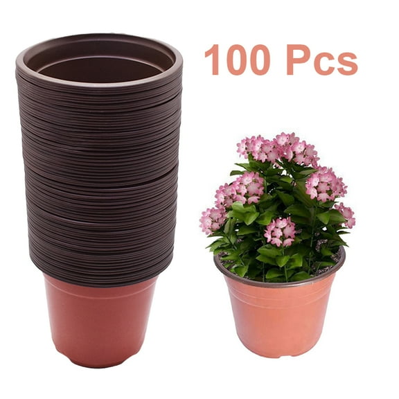 100 PCS Plastic Plant Nursery Pots 6.8 Inches Seedling Cups, Plant Container Fit for Succulents Seedlings Cuttings Transplanting