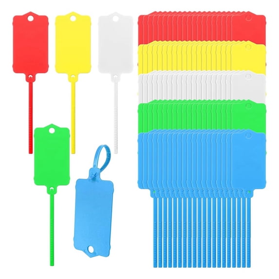 100 PCS Plastic Shipping Tags,Waterproof Labels Writable Hanging Tags with Sealing Strap,Shipping Cable Tie Tags Label