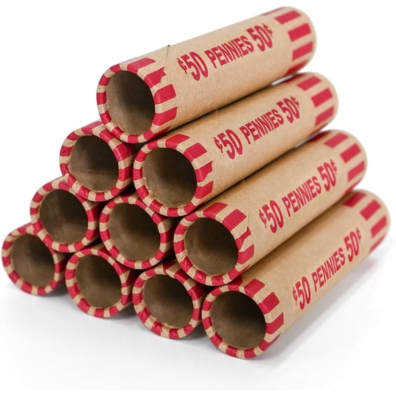 100 PCS Preformed Coin Wrappers Rolls-Pennies