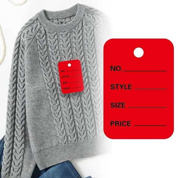 100 PCS Price Tags, 1.96" x 1.37" Clothing Tag, Red Merchandise Marking Tag Display Label for Product Jewelry Clothing Tags