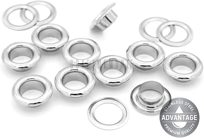 CRAFTME STUDIO 6 mm Stainless Steel Grommets Eyelets for Clothing, Bead Cores, Canvas and Shoes, 100 PCS