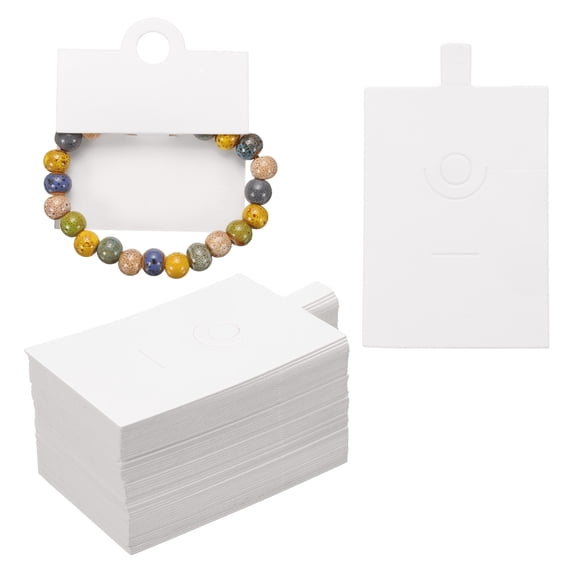100 PCS Ring Display Cards, Jewelry Display Cards Kraft Ring Packaging Cards for Selling Jewelry(White)