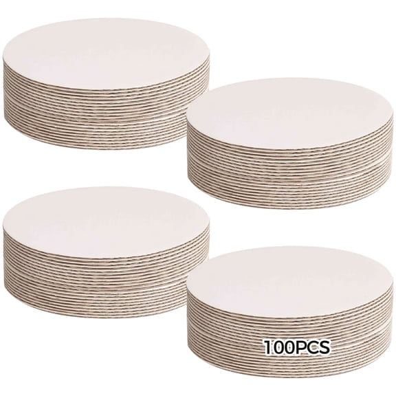 100 PCS 6 Inch White Cake Boards, Round Corrugated Paper Cake Circles for Cakes Cupcakes, Sturdy & Oil Resistant Dessert Base for Bakery, Birthday, Wedding