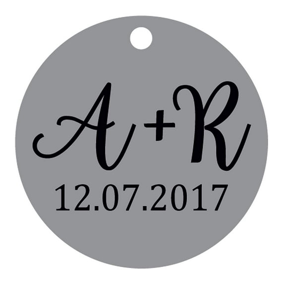 100 PCS Round Custom Made Hang Tags Personalized Initial Wedding Favor Gift Paper Tags