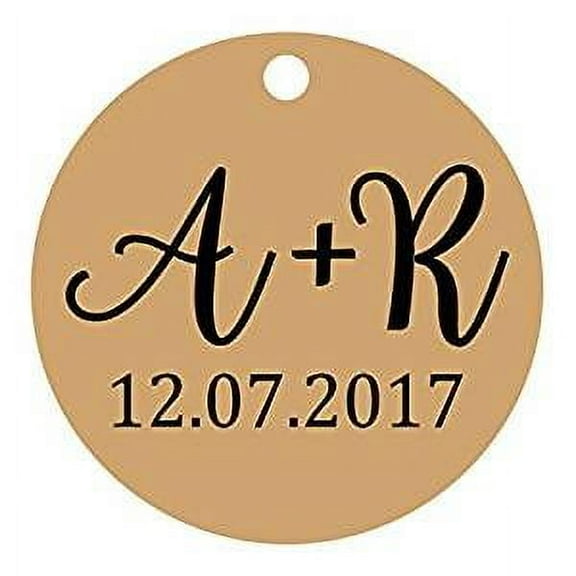 100 PCS Round Custom Made Hang Tags Personalized Initial Wedding Favor Gift Paper Tags