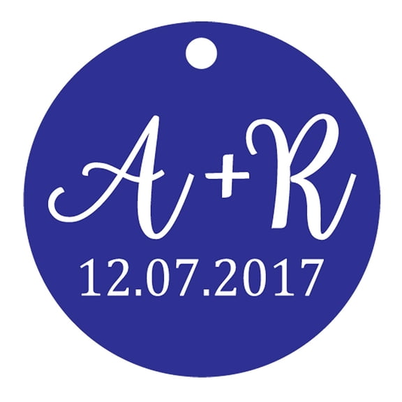 100 PCS Round Custom Made Hang Tags Personalized Initial Wedding Favor Gift Paper Tags