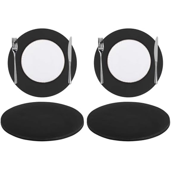 100 PCS Round Paper Placemats 13 inch Disposable Paper Place Mats for Dinner Wedding Birthday Party Festival Table Decoration Indoor Outdoor, Black (Pack of 2)