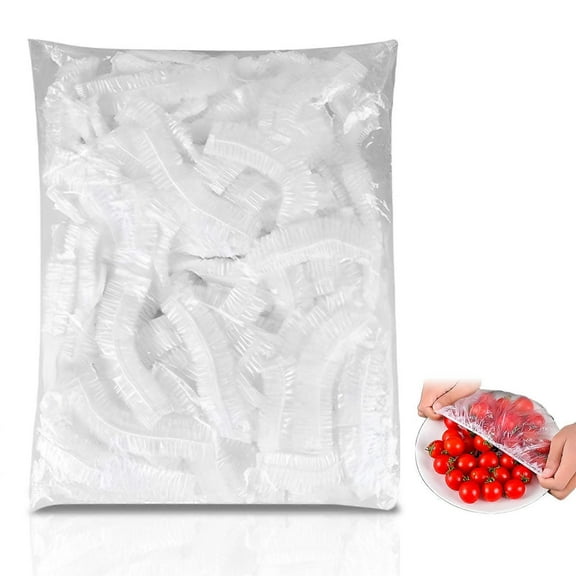 100 PCS Shrinkable Fresh Keeping Bags, Food Covers Plastic Stretch for Fruit Preservation and Food Storage ( White )