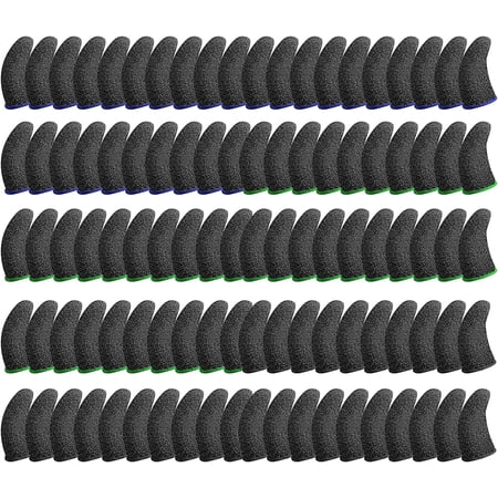 100 PCS Silver Fiber Gaming Finger Sleeves,Game Controller Finger Thumb Sleeves Finger Seamless Touchscreen Anti-Sweat Breathable Finger Covers,Compatible with for Most Mobile Phone