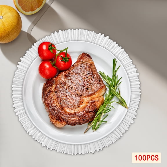 100 PCS Silver Round Plates, Plates Set, Reusable Plates, 33*2cm/12. 99*0. 79in, Suitable for Birthday Parties, Weddings, Banquets, Baby Showers, Family Gatherings, Restaurants