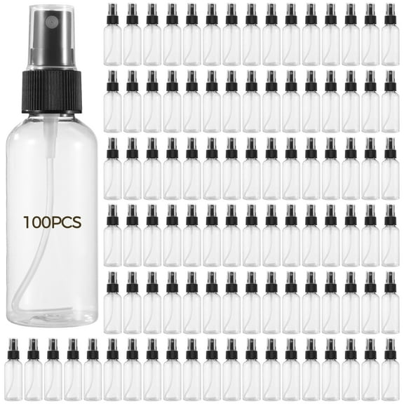100 PCS Small Spray Bottles, 60 ML Transparent PET Spray Bottles with Black Mist Nozzle Travel-Size, Convenient for Samples Office Home Use
