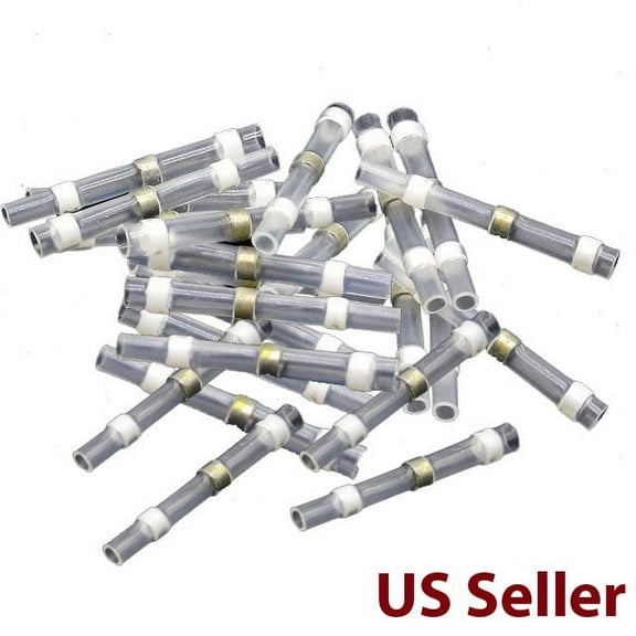100 PCS Solder 26-24 AWG Seal Wire Connector Heat shrink Butt Waterproof White marine Car