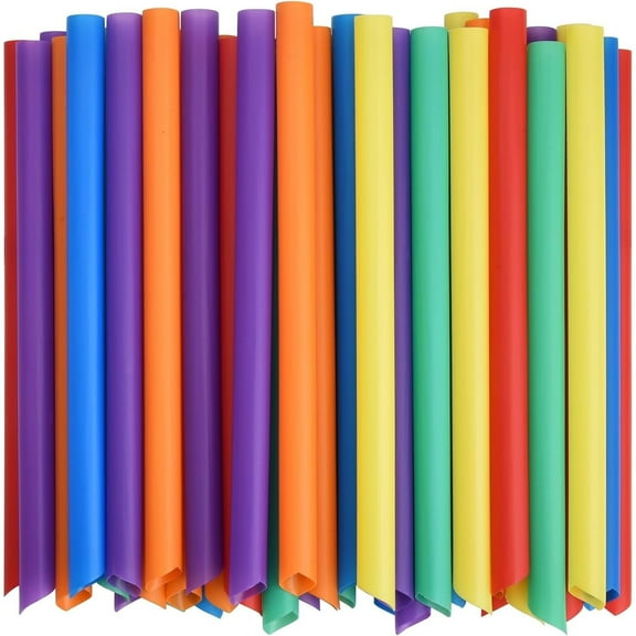100 PCS Solid Color Plastic Boba Straws, 12mm Extra Wide Disposable Smoothie Straws for Bubble Tea, Popping Pearls - 8.5 inch Pointed Design