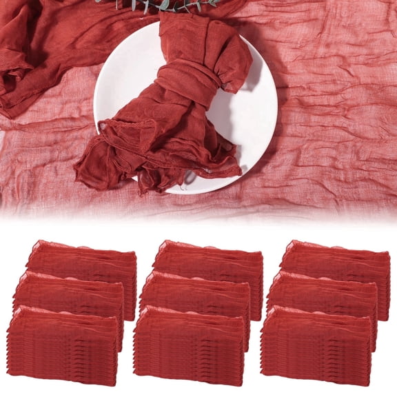 100 Pcs Terracotta Cheesecloth Napkins, 20x20 Inch Wrinkled Soft Cotton Rustic Table Decor for Weddings, Parties & Events - Bulk Set