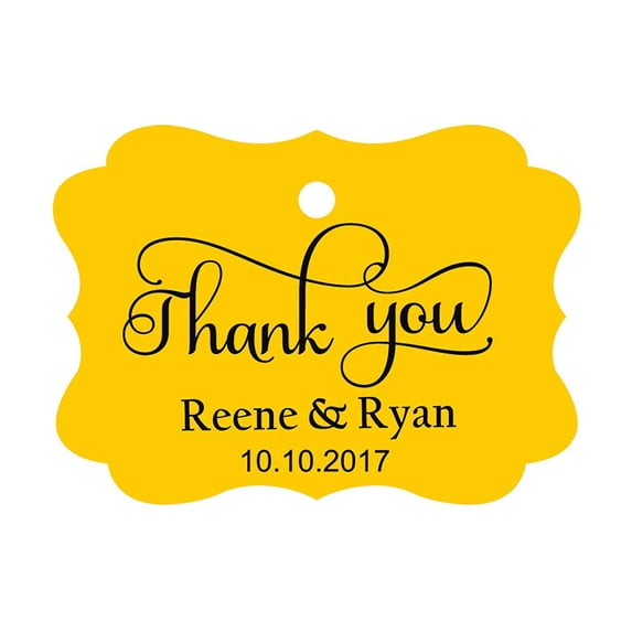 100 PCS Thank You Custom Made Hang Tags Personalized Wedding Favor Gift Paper Tags