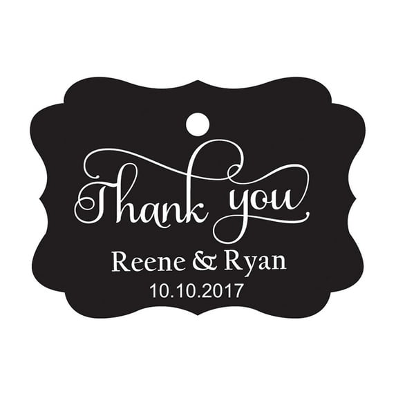 100 PCS Thank You Custom Made Hang Tags Personalized Wedding Favor Gift Paper Tags