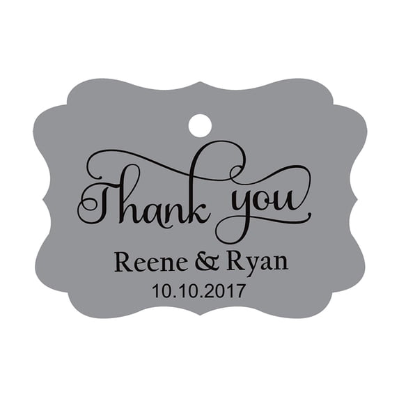 100 PCS Thank You Custom Made Hang Tags Personalized Wedding Favor Gift Paper Tags