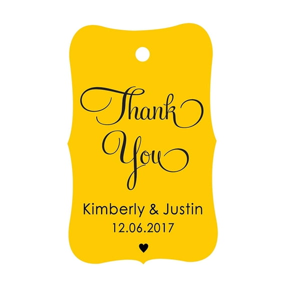 100 PCS Thank You Custom Made Hang Tags Personalized Wedding Favor Gift Paper Tags