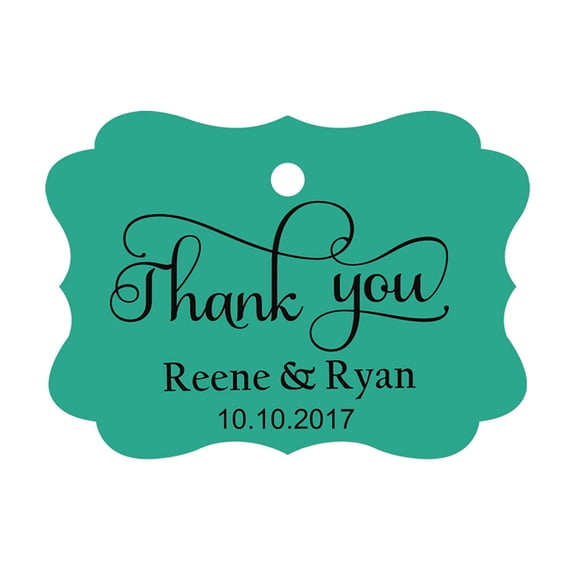 100 PCS Thank You Custom Made Hang Tags Personalized Wedding Favor Gift Paper Tags