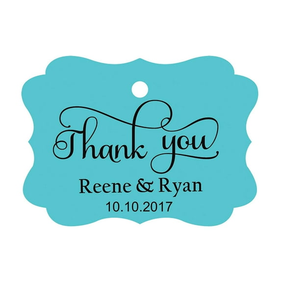 100 PCS Thank You Custom Made Hang Tags Personalized Wedding Favor Gift Paper Tags