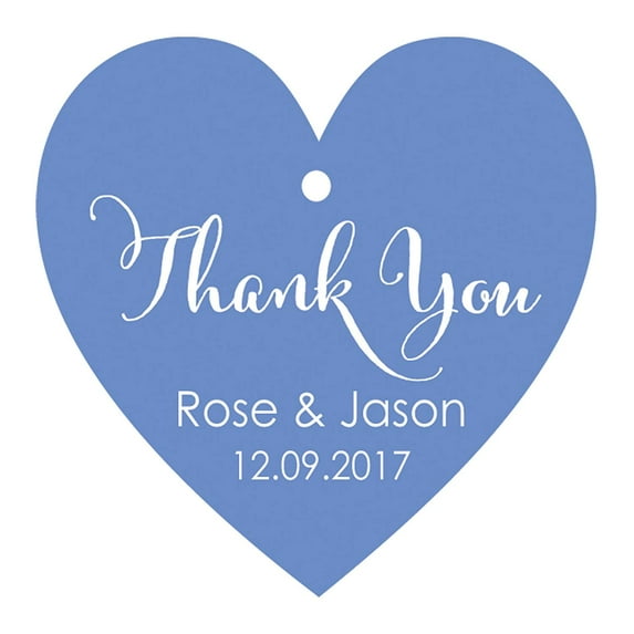 100 PCS Thank You Custom Made Heart Shape Hang Tags Personalized Wedding Favor Paper Tags