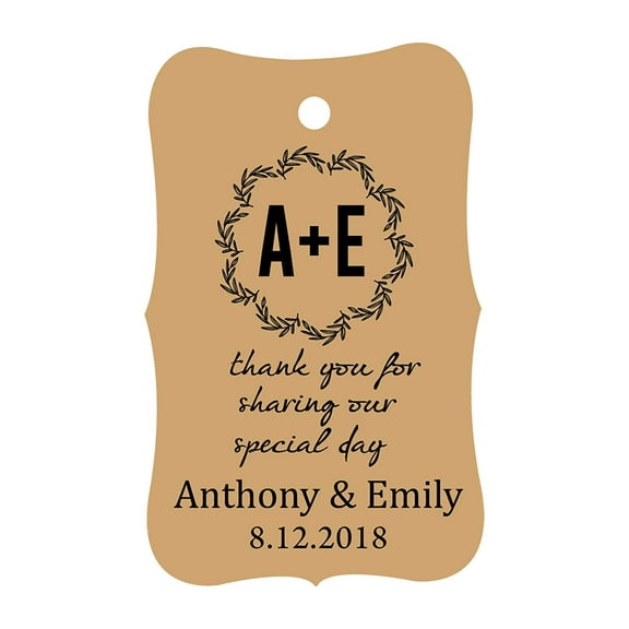 100 PCS Thank You for sharing our special day Custom Made Hang Tags Personalized Wedding Favor Gift Paper Tags