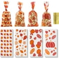 thumbnail image 1 of 100 PCS Thanksgiving Treat Bags, Fall Thanksgiving Candy Bag Plastic Cellophane Goodie Autumn Pumpkin Maple Leaves Cookie Gift Bag with Twist Party Favors Supplies, 1 of 7