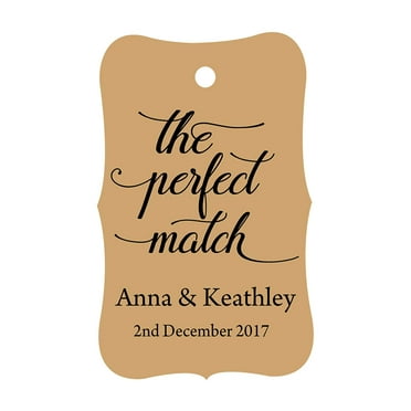 100 PCS The Perfect Match Personalized Wedding Favor Gift Paper Tags Custom Made Hang Tags