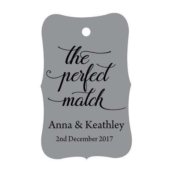 100 PCS The Perfect Match Personalized Wedding Favor Gift Paper Tags Custom Made Hang Tags