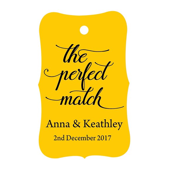100 PCS The Perfect Match Personalized Wedding Favor Gift Paper Tags Custom Made Hang Tags