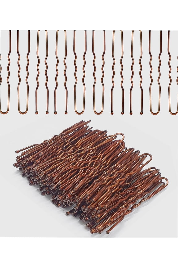 100 PCS U Shaped Hair Pins for Buns (Brown) - 5 cm/2 Inches Hair Bun Pins in an Assorted Box - Best for All Hair Types and Hair Styles, For Twisting Your Hair