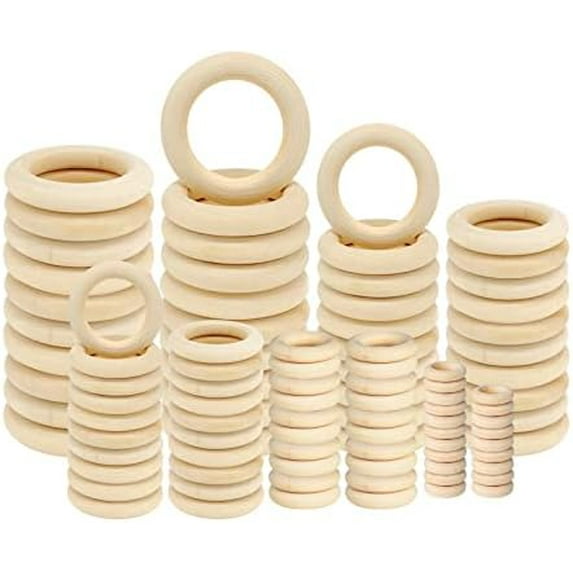 100 PCS Unfinished Natural Wooden Rings for Crafts, Wood Rings for DIY, Pendant Connectors, Jewelry Making, Macrame Supplies$$