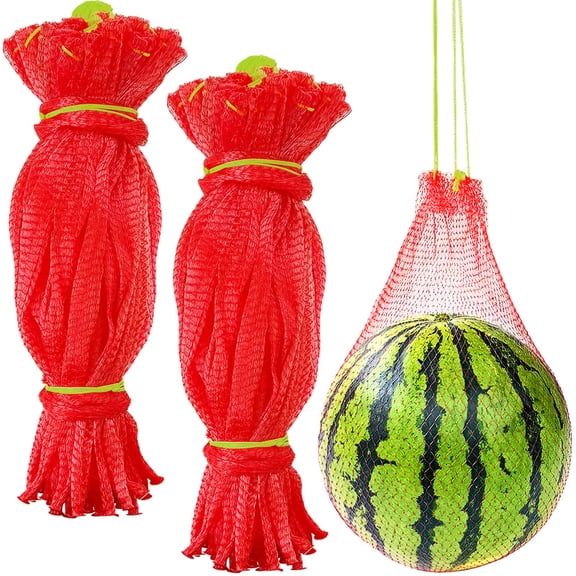 100 PCS Watermelon Nets,18 Inches Melon Hammock Red Onion Mesh Bags,Reusable Cantaloupes Hanging Mesh Bag with Drawstring for Trellis Vertical Garden Growing