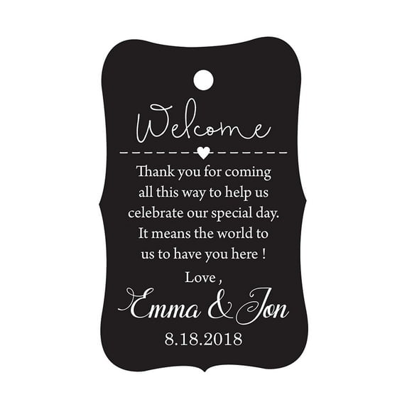 100 PCS Wedding Welcome Personalized Wedding Favor Gift Paper Tags Custom Made Thank you Hang Tags
