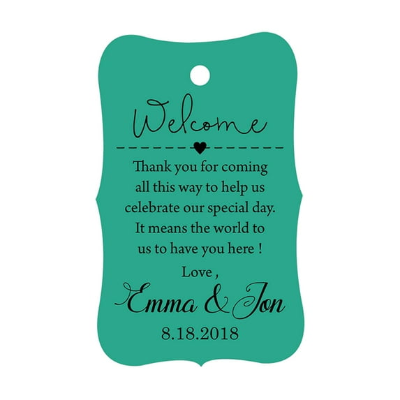 100 PCS Wedding Welcome Personalized Wedding Favor Gift Paper Tags Custom Made Thank you Hang Tags