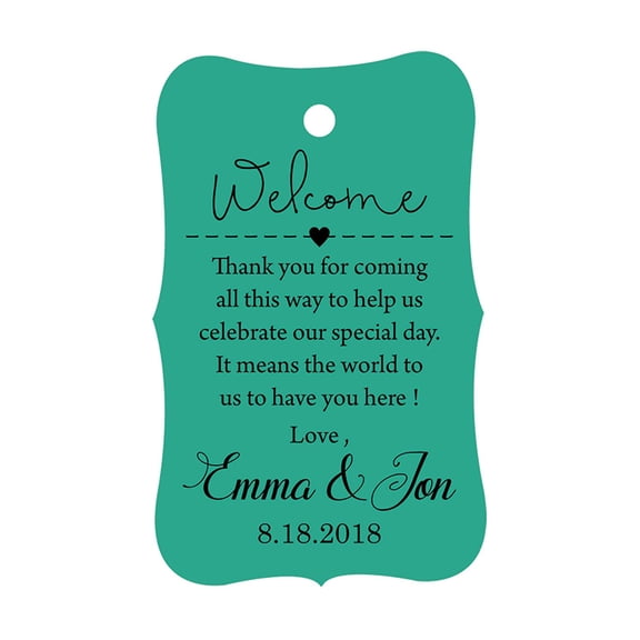 100 PCS Wedding Welcome Personalized Wedding Favor Gift Paper Tags Custom Made Thank you Hang Tags