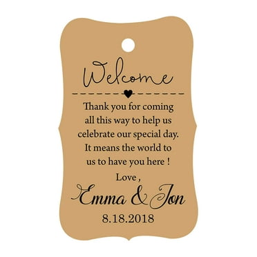 100 PCS Wedding Welcome Personalized Wedding Favor Gift Paper Tags Custom Made Thank you Hang Tags